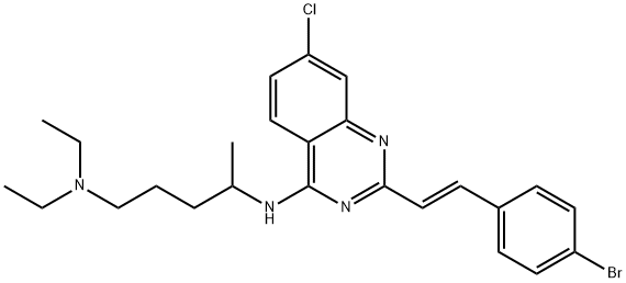 N4-(2-(4-Bromostyryl)-7-chloroquinazolin-4-yl)-N1,N1-diethylpentane-1,4-diamine 구조식 이미지