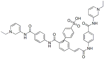 N-(1-ethylpyridin-5-yl)-4-[[(E)-3-[4-[[4-[(1-ethylpyridin-5-yl)carbamo yl]phenyl]carbamoyl]phenyl]prop-2-enoyl]amino]benzamide, 4-methylbenze nesulfonate 구조식 이미지