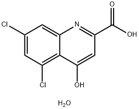5,7-디클로로-4-히드록시퀴놀린-2-카르복실산일수화물 구조식 이미지