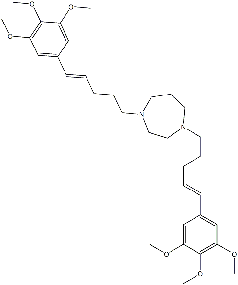 K-7174, 1,4-Bis[5-(3,4,5-triMethoxyphenyl)-4(E)-pentenyl]hexahydro-1H-1,4-diazepine Structure