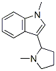 1-Methyl-3-(1-methyl-2-pyrrolidinyl)-1H-indole 구조식 이미지