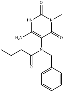 Butanamide,  N-(4-amino-1,2,3,6-tetrahydro-1-methyl-2,6-dioxo-5-pyrimidinyl)-N-(phenylmethyl)- Structure