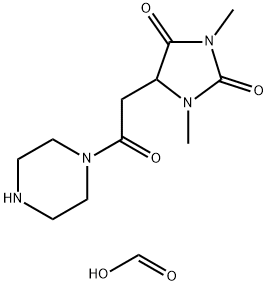 formic acid - 1,3-dimethyl-5-(2-oxo-2-piperazin-1-ylethyl)imidazolidine-2,4-dione (1:1) 구조식 이미지