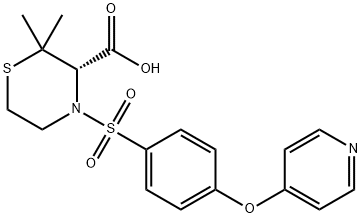 (3S)-2,2-DIMETHYL-4-[4-(4-PYRIDYLOXY)PHENYLSULFONYL]-1,4-THIAZINANE-3-CARBOXYLIC ACID Structure