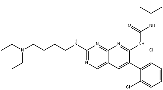 N-[6-(2,6-Dichlorophenyl)-2-[[4-(diethylamino)butyl]amino]pyrido[2,3-d]pyrimidin-7-yl]-N'-(1,1-dimethylethyl)urea 구조식 이미지