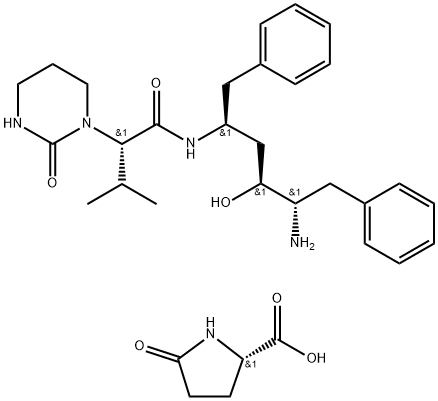 N-(4-Amino-1-benzyl-3-hydroxy-5-phenyl-pentyl)-3-methyl-2-(2-oxo-tetrahydro-pyrimidin-1-yl)-butyramide 5-oxopyrrolidine-2-carboxylic acid Structure