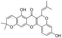 3,8-Dihydroxy-6-(2-methyl-1-propenyl)-11,11-dimethyl-6H,7H,11H-bis[1]benzopyrano[4,3-b:6',7'-e]pyran-7-one Structure