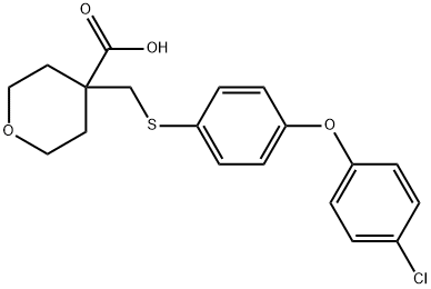 4-((4-(4-chlorophenoxy)phenylthio)Methyl)tetrahydro-2H-pyran-4-carboxylic acid 구조식 이미지