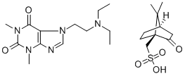 (1S)-2-oxobornane-10-sulphonic acid, compound with 7-[2-(diethylamino)ethyl]-3,7-dihydro-1,3-dimethyl-1H-purine-2,6-dione (1:1) 구조식 이미지