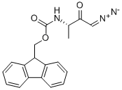 N-alpha-(9-Fluorenylxycarbonyl)-L-alaninyl-diazomethane, (3S)-3-Fmoc-amino-1-diazo-2-butanone 구조식 이미지