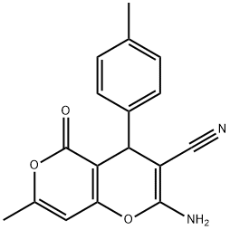 4H,5H-PYRANO[4,3-B]PYRAN-3-CARBONITRILE, 2-AMINO-7-METHYL-4-(4-METHYLPHENYL)-5-OXO- 구조식 이미지