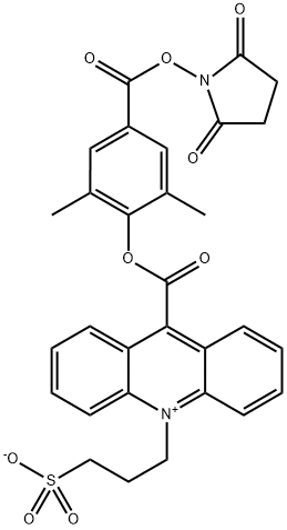 2',6'-DiMethylcarbonylphenyl-10-sulfopropylacridiniuM-9-carboxylate 4'-NHS Ester Structure