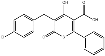 3-Chlorbenzyl-4-hydroxy-5-karboxy-6-phenyl-thia-alpha-pyron [German] Structure