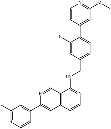 N-(3-Fluoro-4-(2-methoxypyridin-4-yl)benzyl)-6-(2-methylpyridin-4-yl)-2,7-naphthyridin-1-amine Structure