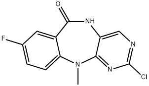 6H-Pyrimido[4,5-b][1,4]benzodiazepin-6-one, 2-chloro-8-fluoro-5,11-dihydro-11-methyl- Structure