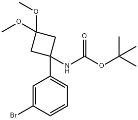 Carbamic acid, N-[1-(3-bromophenyl)-3,3-dimethoxycyclobutyl]-, 1,1-dimethylethyl ester Structure