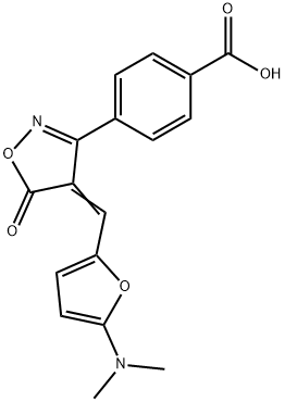 Benzoic  acid,  4-[4-[[5-(dimethylamino)-2-furanyl]methylene]-4,5-dihydro-5-oxo-3-isoxazolyl]- Structure