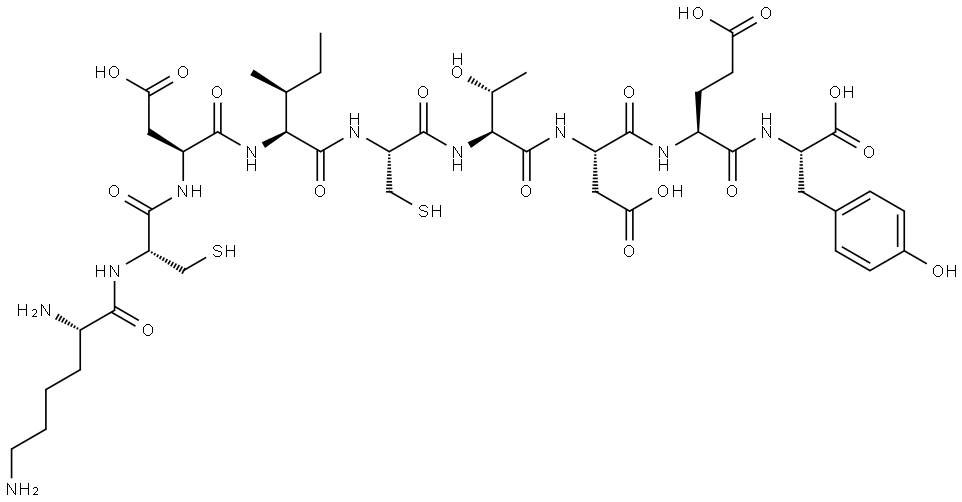 H-LYS-CYS-ASP-ILE-CYS-THR-ASP-GLU-TYR-OH 구조식 이미지