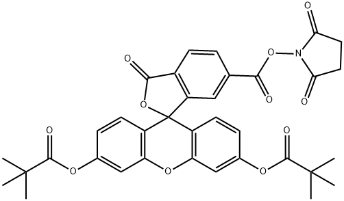 5,6-CARBOXYFLUORESCEIN DIPIVALATE SUCCINIMIDE ESTER Structure