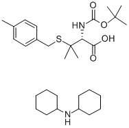 N-tert-Butyloxycarbonyl-S-(4-methylbenzyl)-D-penicillamine dicyclohexylamine 구조식 이미지
