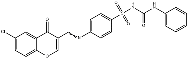 Benzenesulfonamide, 4-(((6-chloro-4-oxo-4H-1-benzopyran-3-yl)methylene )amino)-N-((phenylamino)carbonyl)- 구조식 이미지