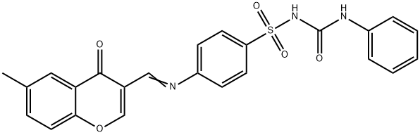 Benzenesulfonamide, 4-(((6-methyl-4-oxo-4H-1-benzopyran-3-yl)methylene )amino)-N-((phenylamino)carbonyl)- Structure