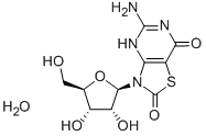 5-Amino-3-beta-D-ribofuranosylthiazolo[4,5-d]pyrimidine-2,7(3H,6H)-dione monohydrate 구조식 이미지