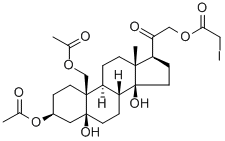 5-beta,14-beta-Pregnan-20-one, 3-beta,5,14,19,21-pentahydroxy-, 3,19-d iacetate 21-(iodoacetate) Structure