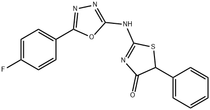 2-((5-(4-Fluorophenyl)-1,3,4-oxadiazol-2-yl)amino)-5-phenyl-4(5H)-thia zolone Structure