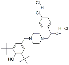 1-PIPERAZINEETHANOL, 4-[[3,5-BIS(1,1-DIMETHYLETHYL)-4-HYDROXYPHENYL]METHYL]-A-(4-CHLOROPHENYL)-, HYDROCHLORIDE (1:2) Structure