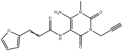 2-Propenamide,  N-[6-amino-1,2,3,4-tetrahydro-1-methyl-2,4-dioxo-3-(2-propynyl)-5-pyrimidinyl]-3-(2-furanyl)-  (9CI) 구조식 이미지