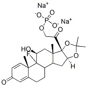 Pregna-1,4-diene-3,20-dione, 9-fluoro-11-hydroxy-16,17-[(1-methylethylidene)bis(oxy)]-21-(phosphonooxy)-, disodium salt, (11beta,16alpha)-  구조식 이미지