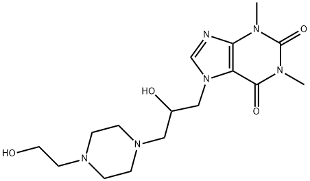 7-[2-hydroxy-3-[4-(2-hydroxyethyl)piperazin-1-yl]propyl]-1,3-dimethyl- purine-2,6-dione 구조식 이미지