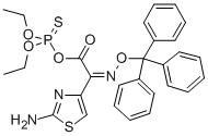 4-THIAZOLEACETIC ACID, 2-AMINO-ALPHA-[(TRIPHENYLMETHOXY)IMINO]-, ANHYDRIDE WITH O,O-DIETHYL HYDROGEN PHOSPHOROTHIOATE, (Z)- 구조식 이미지