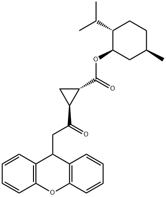 (1S,2S)-((1R,2S,5R)-2-isopropyl-5-Methylcyclohexyl) 2-(2-(9H-xanthen-9-yl)acetyl)cyclopropanecarboxylate Structure
