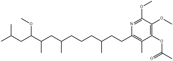 2,3-Dimethoxy-6-(10-methoxy-3,7,9,11-tetramethyltridecyl)-5-methyl-4-pyridinol acetate 구조식 이미지