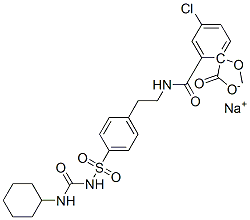 나트륨5-클로로-N-[2-[4-[[[(시클로헥실아미노)카르보닐]아미노]술포닐]페닐]에틸]-2-메톡시벤즈아미데이트 구조식 이미지