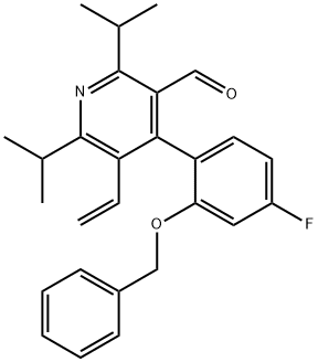 3-Pyridinecarboxaldehyde, 5-ethenyl-4-[4-fluoro-2-(phenylmethoxy)phenyl]-2,6-bis(1-methylethyl)- Structure