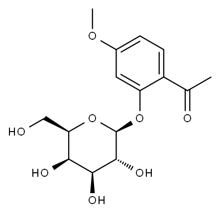 1-[4-methoxy-2-[(2S,3R,4S,5R,6R)-3,4,5-trihydroxy-6-(hydroxymethyl)oxa n-2-yl]oxy-phenyl]ethanone 구조식 이미지