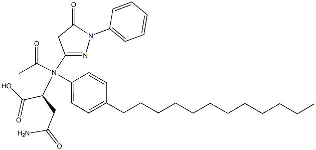 N2-acetyl-N2-(4-dodecylphenyl)-N-(4,5-dihydro-5-oxo-1-phenyl-1H-pyrazol-3-yl)-L-asparagine  Structure