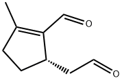 2-Cyclopentene-1-acetaldehyde, 2-formyl-3-methyl-, (S)- (9CI) Structure