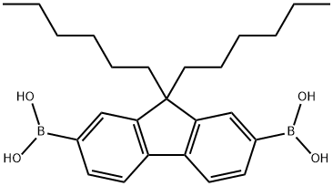 9 9-DIHEXYLFLUORENE-2 7-DIBORONIC ACID Structure