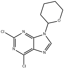 2,6-Dichloro-9-(tetrahydro-2H-pyran-2-yl)-9H-purine 구조식 이미지