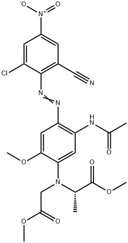 Alanine, N-5-(acetylamino)-4-(2-chloro-6-cyano-4-nitrophenyl)azo-2-methoxyphenyl-N-(2-methoxy-2-oxoethyl)-, methyl ester 구조식 이미지