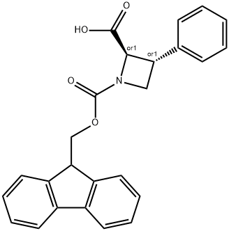 FMOC-TRANS-3-페닐아제티딘-2-카르복실산(RACEMIC) 구조식 이미지