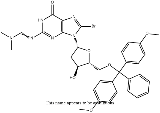 8-BROMO-5'-O-(DIMETHOXYTRITYL)-N2-(DIMETHYLAMINOMETHYLIDENE)-2'-DEOXYGUANOSINE Structure