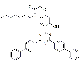 Isooctyl 2-[4-[4,6-bis[(1,1'-biphenyl)-4-yl]-1,3,5-triazin-2-yl]-3-hydroxyphenoxy]propanoate 구조식 이미지