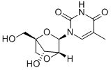 1-[2,5-Anhydro-4-C-(hydroxymethyl)-alpha-L-lyxofuranosyl]-5-methyl-2,4(1H,3H)-pyrimidinedione 구조식 이미지