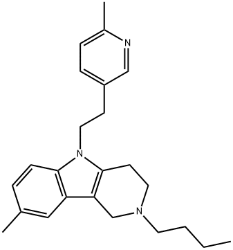 2,3,4,5-Tetrahydro-2-butyl-8-methyl-5-[2-(6-methyl-3-pyridyl)ethyl]-1H-pyrido[4,3-b]indole 구조식 이미지