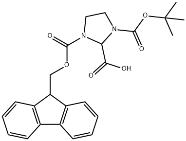 (R,S)-N-FMOC-N'-BOC-IMIDAZOLIDINE-2-CARBOXYLIC ACID Structure